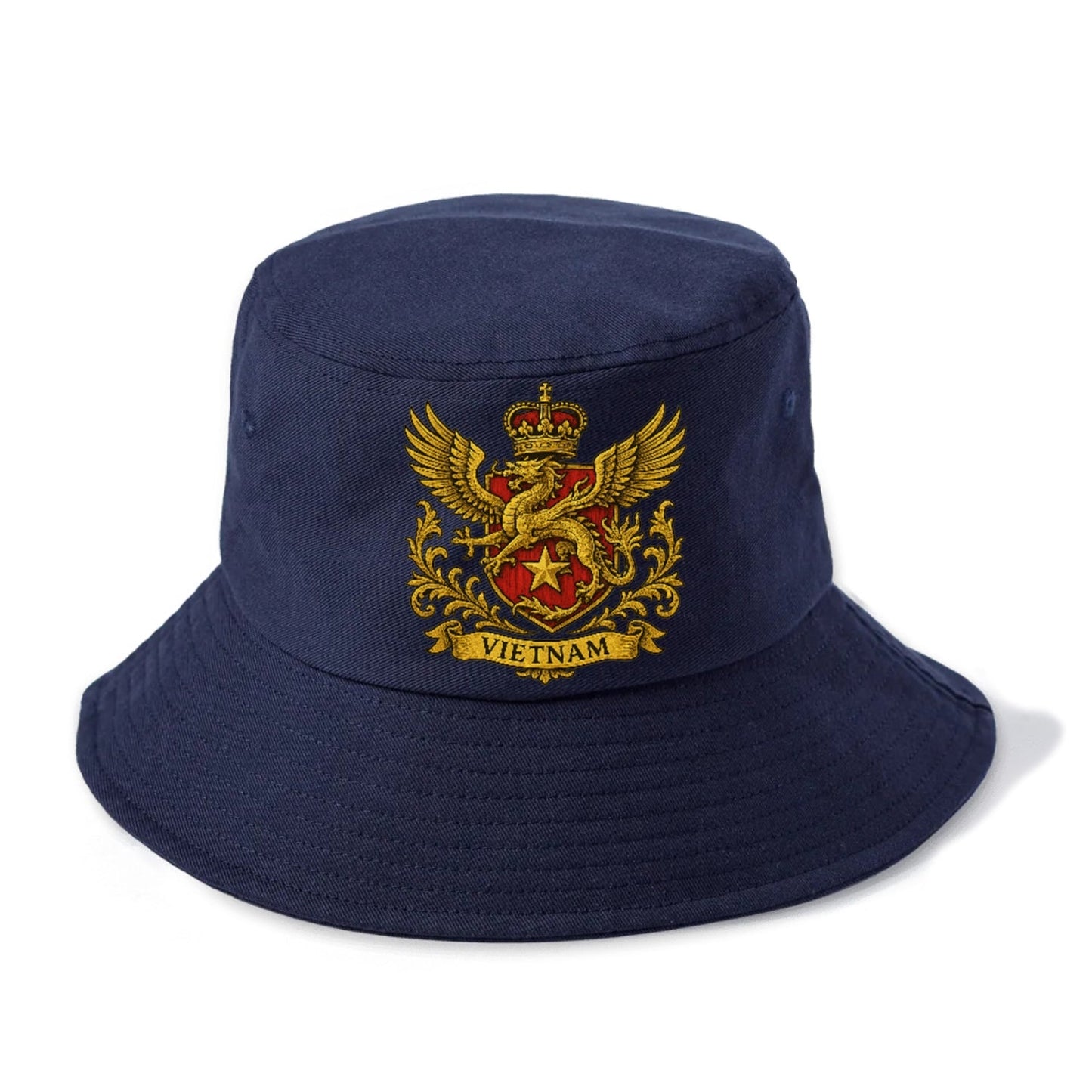 Heraldic Emblem With Dragon And Text Bucket Hat