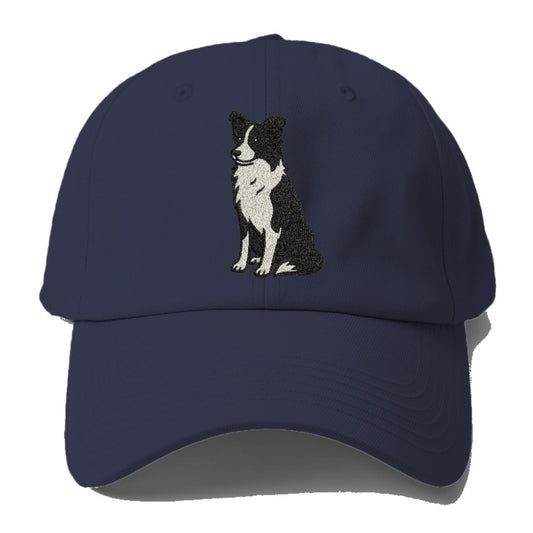 Border Collie Black And White Sitting Pose Baseball Cap
