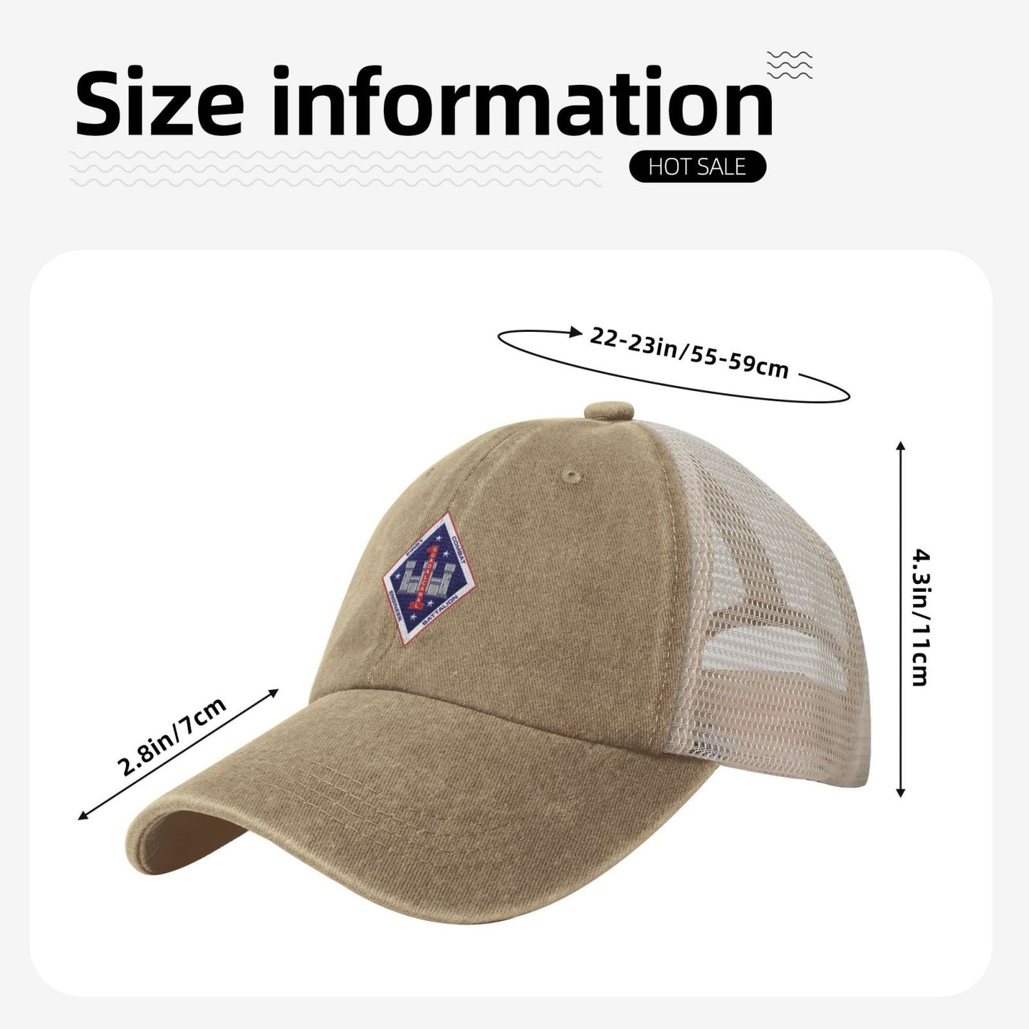 1ST CEB Insignia Printed unisex baseball cap adjustable grid baseball cap veteran gift