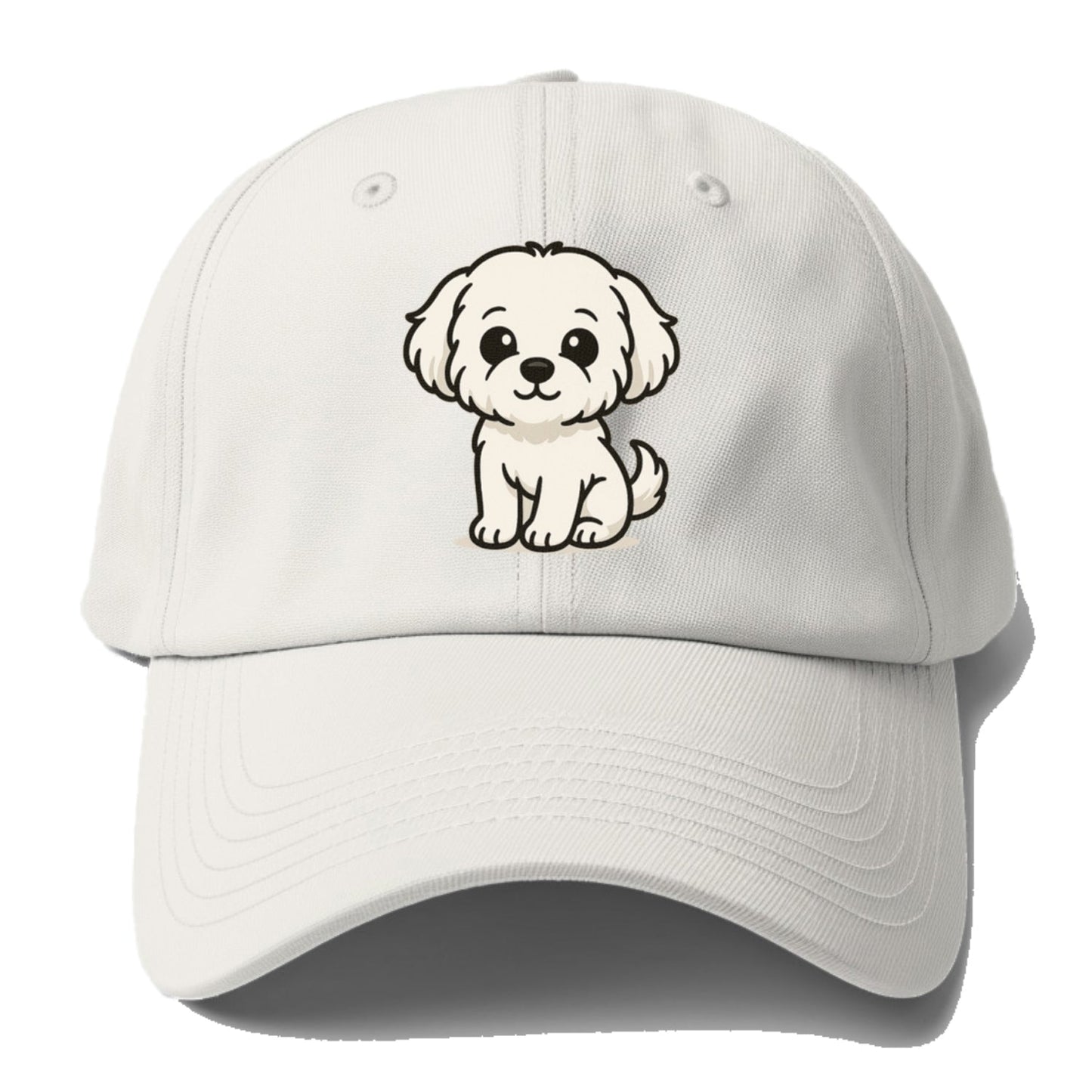 Maltese Pure White Fluffy Sitting Pose Portrait Design Baseball Cap