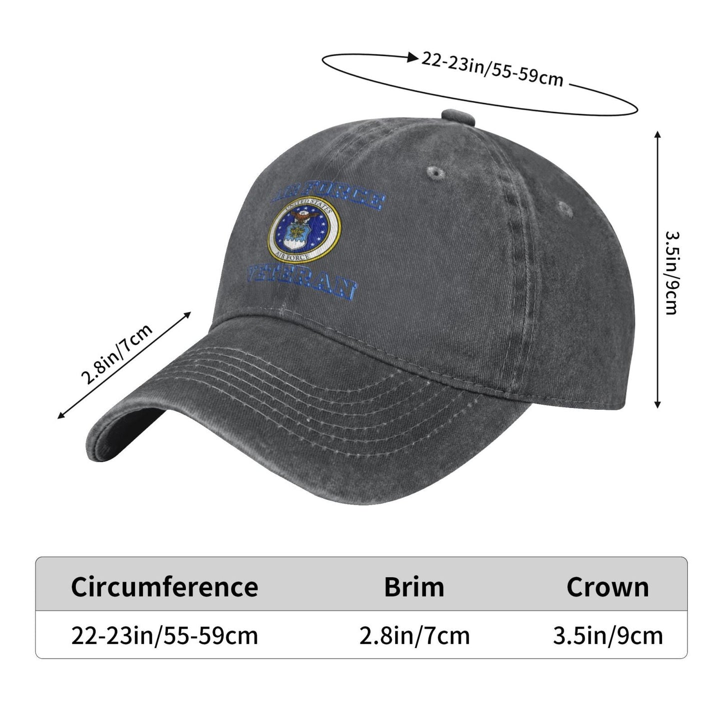 US Air Force Veteran With Usaf Seal 2 Printing unisex baseball cap adjustable hats veteran gift