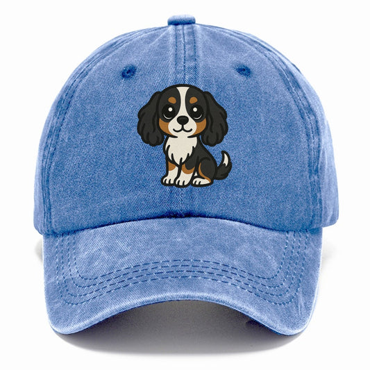 Cavalier King Charles Spaniel Tricolor Sitting Pose Portrait Design Classic Cap