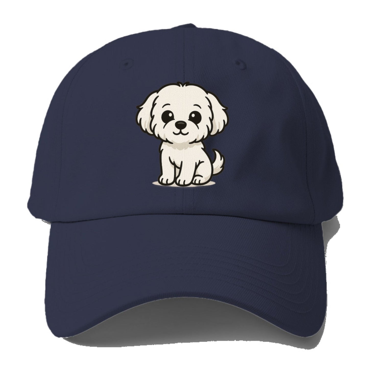 Maltese Pure White Fluffy Sitting Pose Portrait Design Baseball Cap