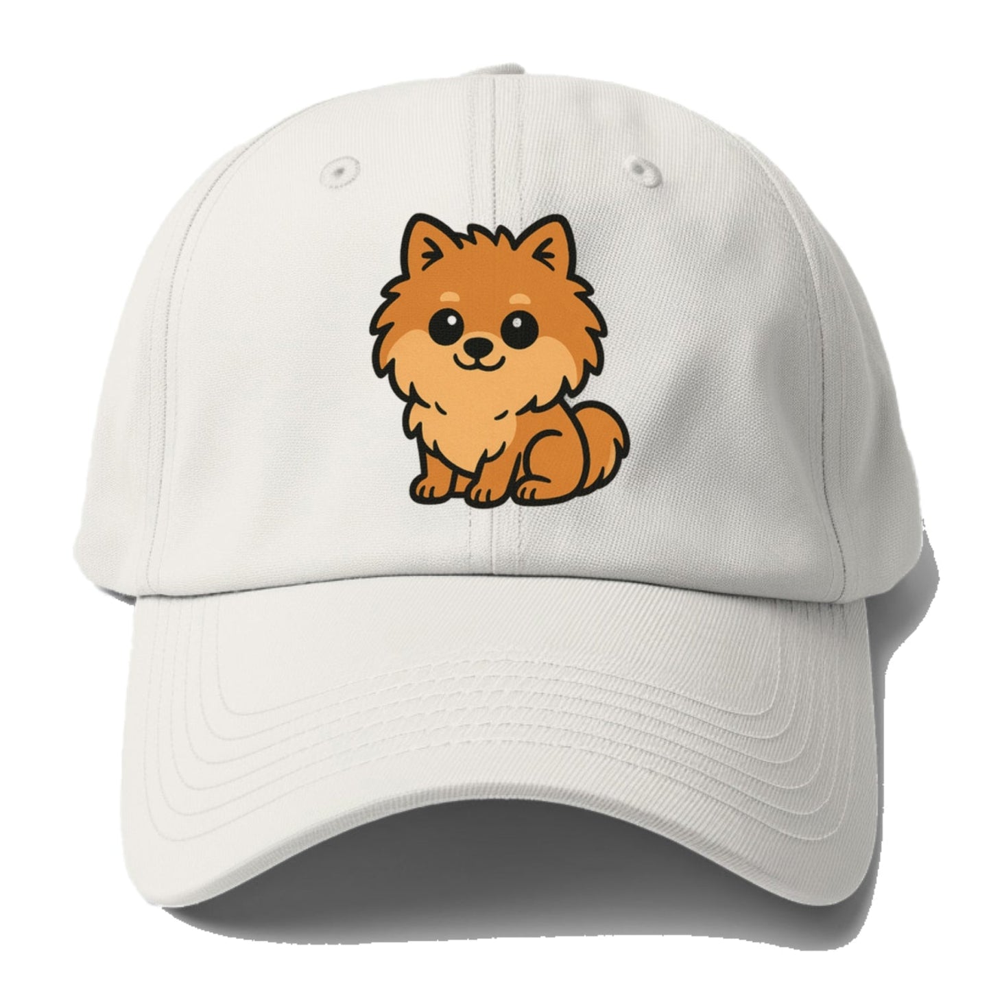 Pomeranian Orange Fluffy Sitting Pose Portrait Design Baseball Cap