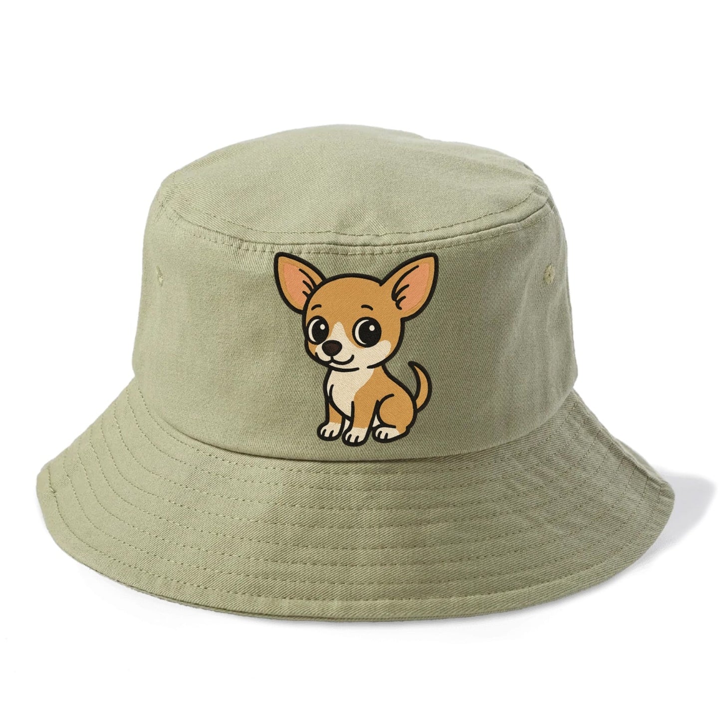 Chihuahua Tan And White Sitting Pose Portrait Design Bucket Hat