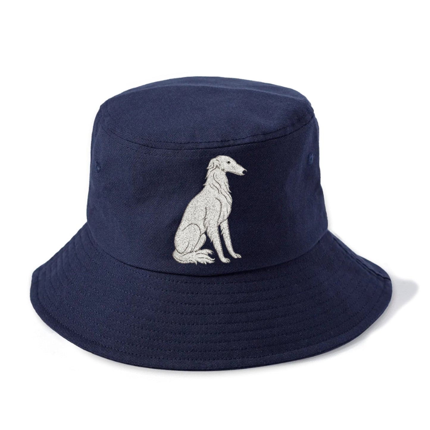 Borzoi White Sitting Pose Bucket Hat