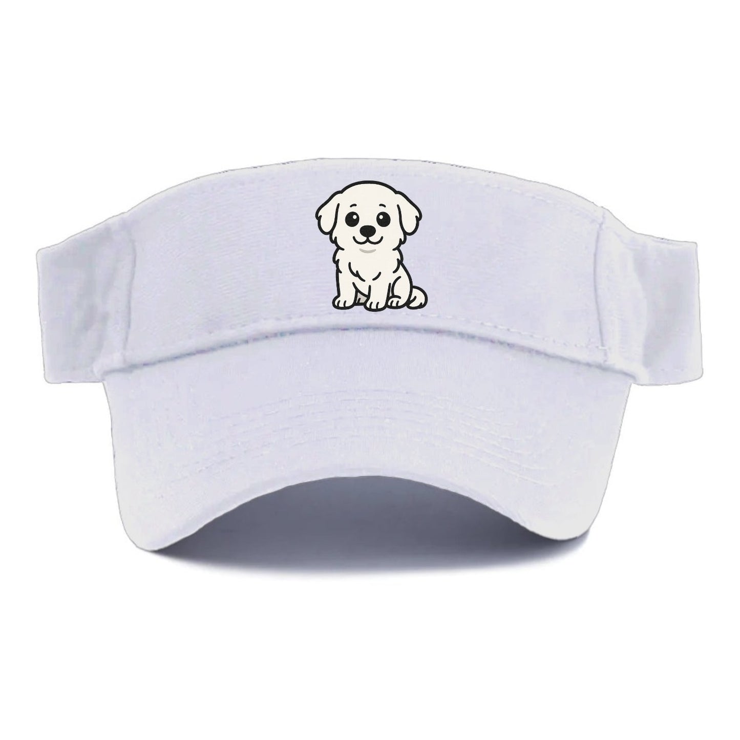 Great Pyrenees White Fluffy Sitting Pose Portrait Design Visor