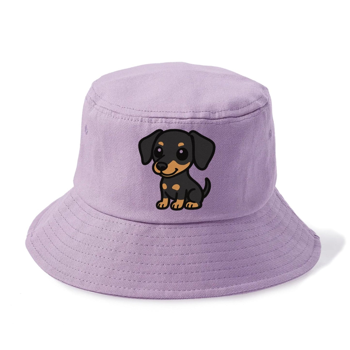 Miniature Pinscher Black And Tan Sitting Pose Portrait Design Bucket Hat
