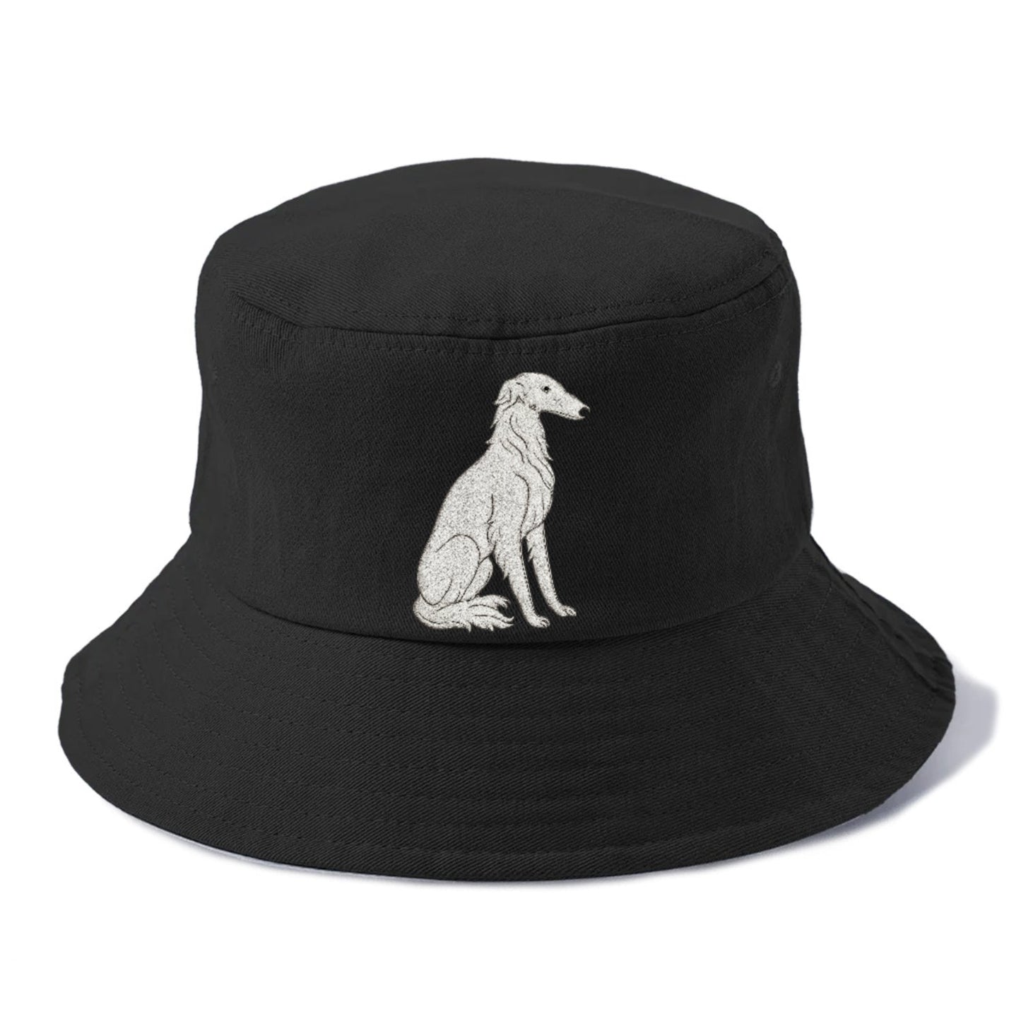 Borzoi White Sitting Pose Bucket Hat