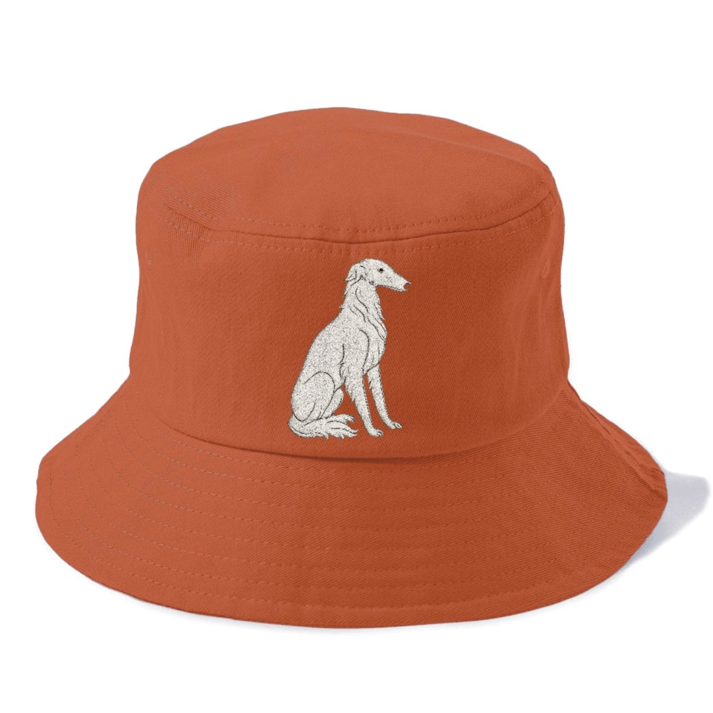 Borzoi White Sitting Pose Bucket Hat
