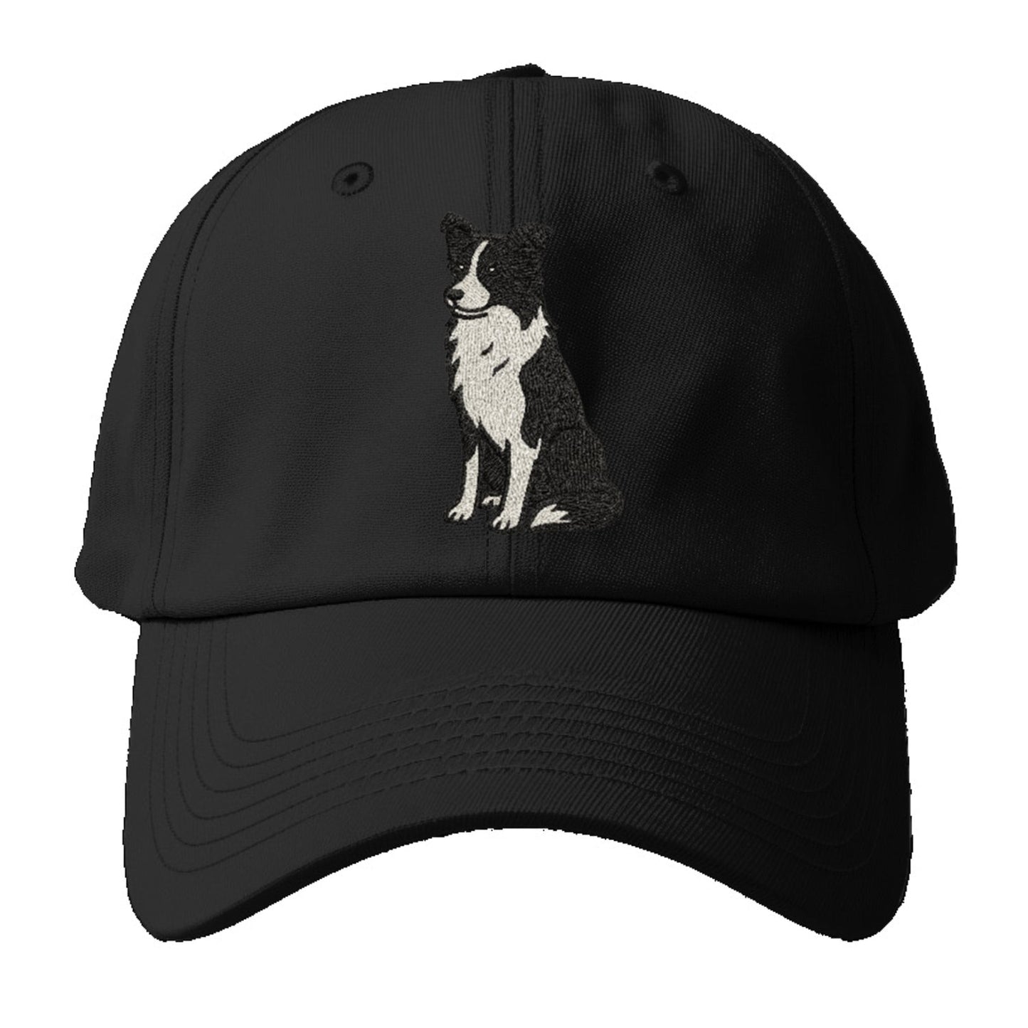 Border Collie Black And White Sitting Pose Baseball Cap