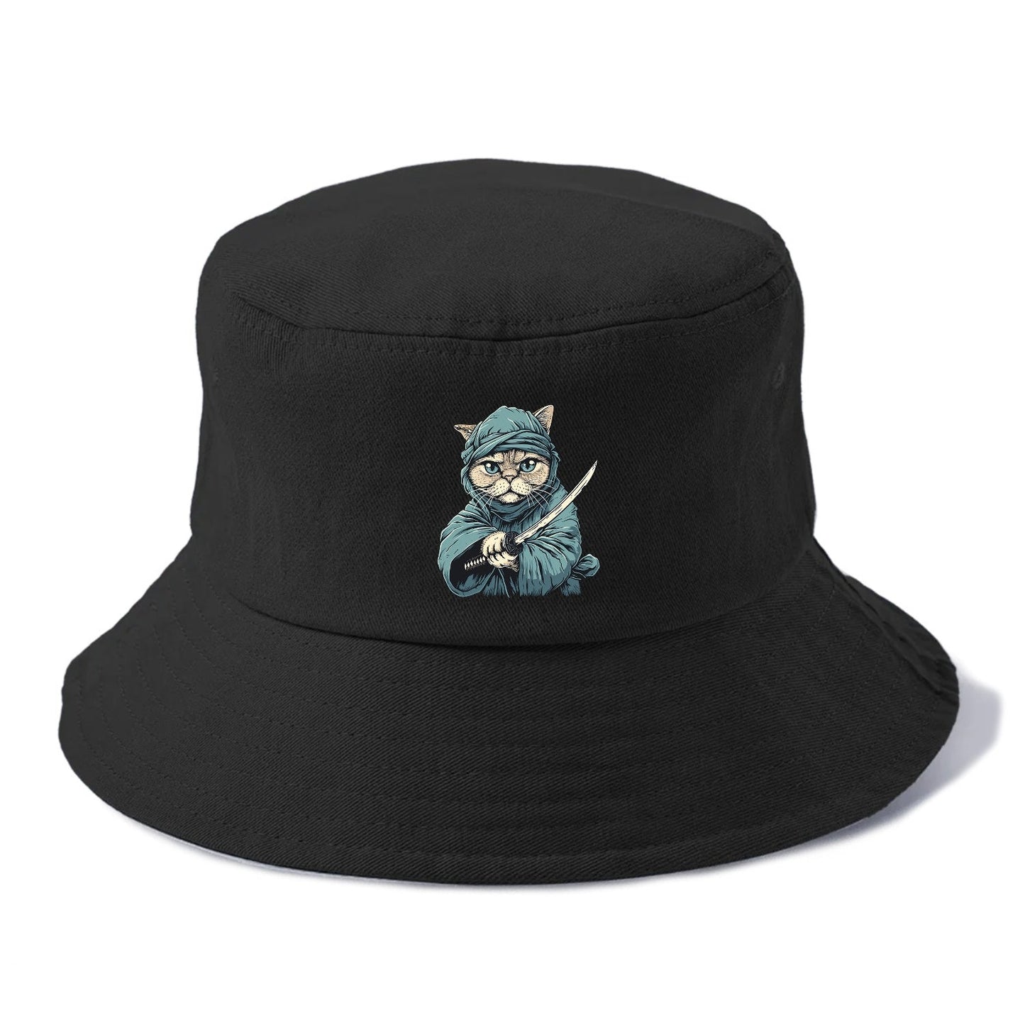 Ninja Cat Fierce Feline Warrior Bucket Hat