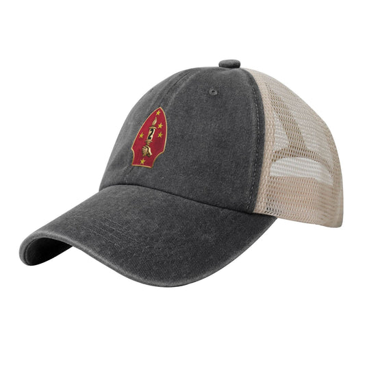 2nd MarDiv Printed unisex baseball cap adjustable grid baseball cap veteran gift