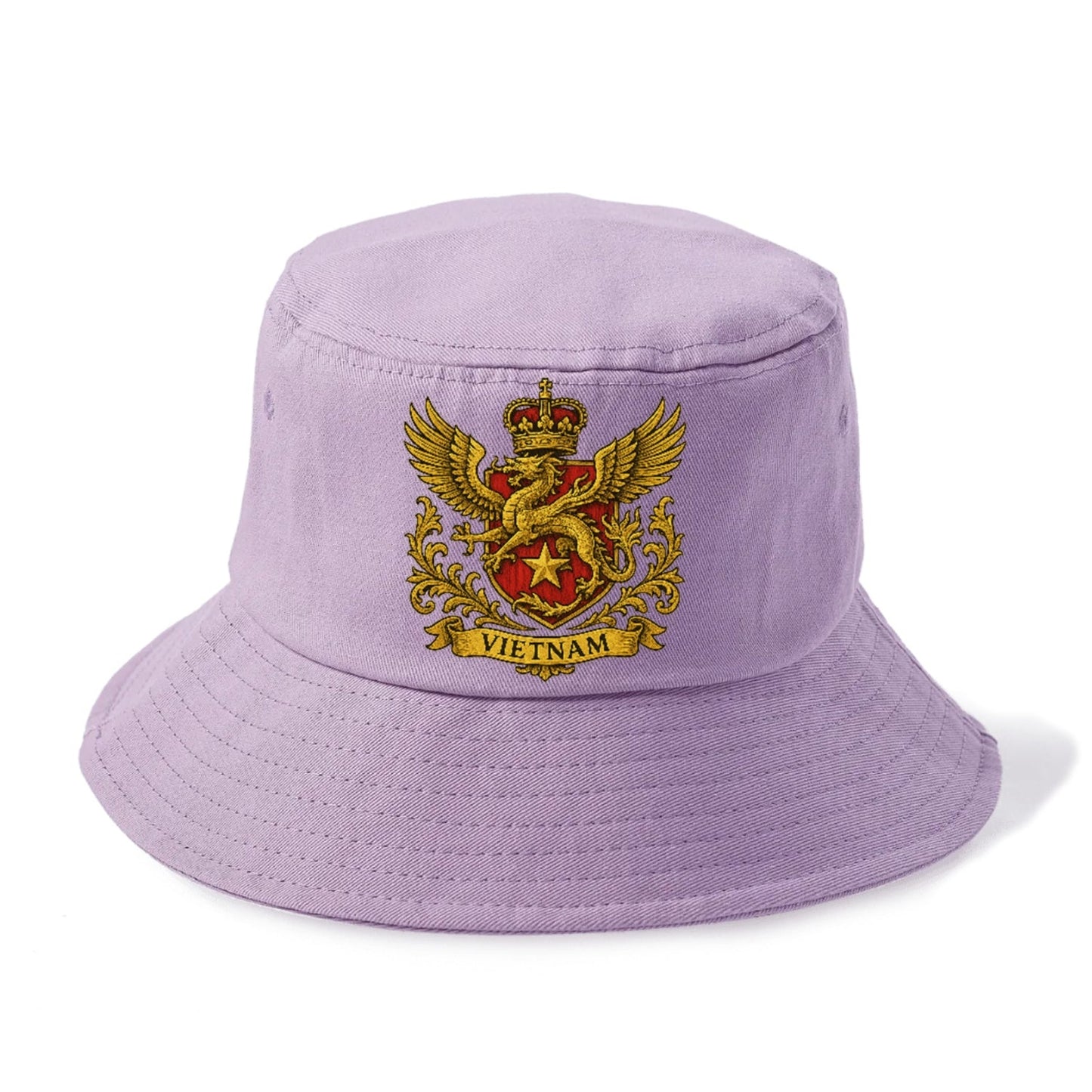 Heraldic Emblem With Dragon And Text Bucket Hat