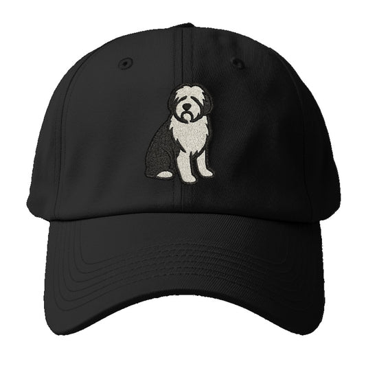 Old English Sheepdog Black And White Pose Baseball Cap