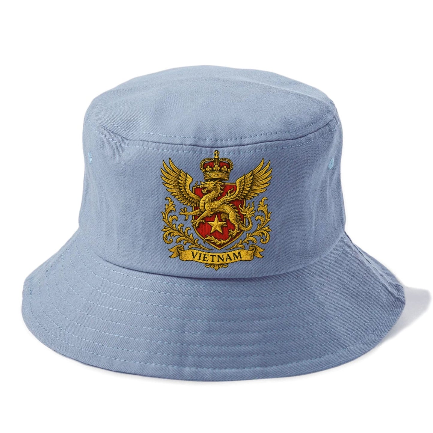 Heraldic Emblem With Dragon And Text Bucket Hat