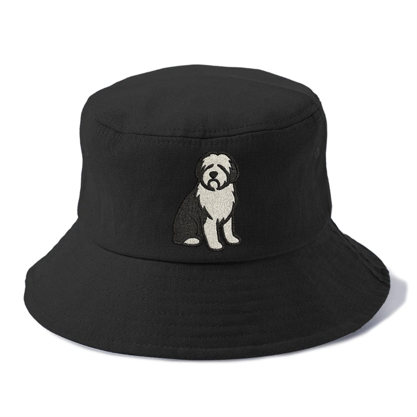 Old English Sheepdog Black And White Pose Bucket Hat