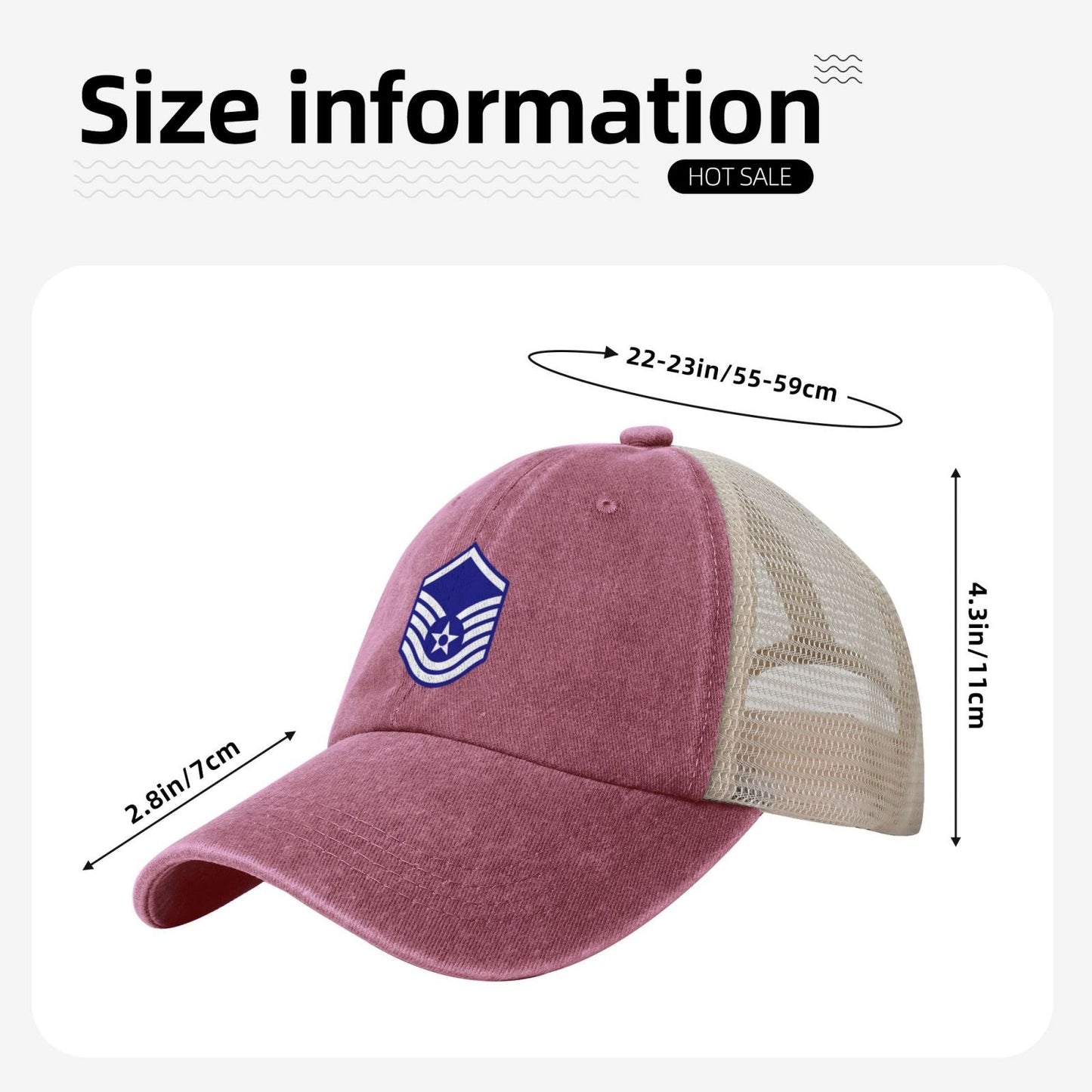 E7a USAF MSGT Printed unisex baseball cap adjustable grid baseball cap veteran gift