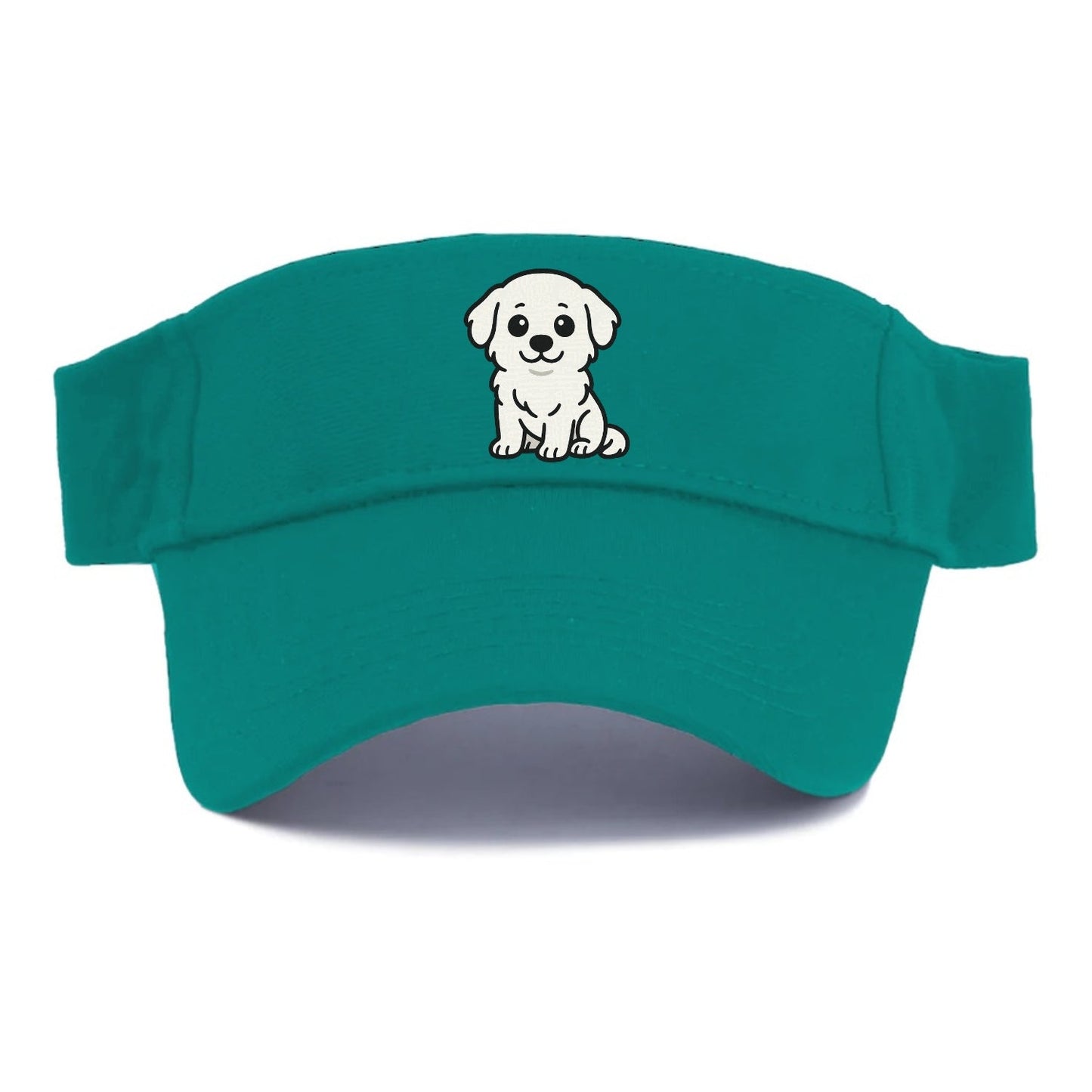 Great Pyrenees White Fluffy Sitting Pose Portrait Design Visor