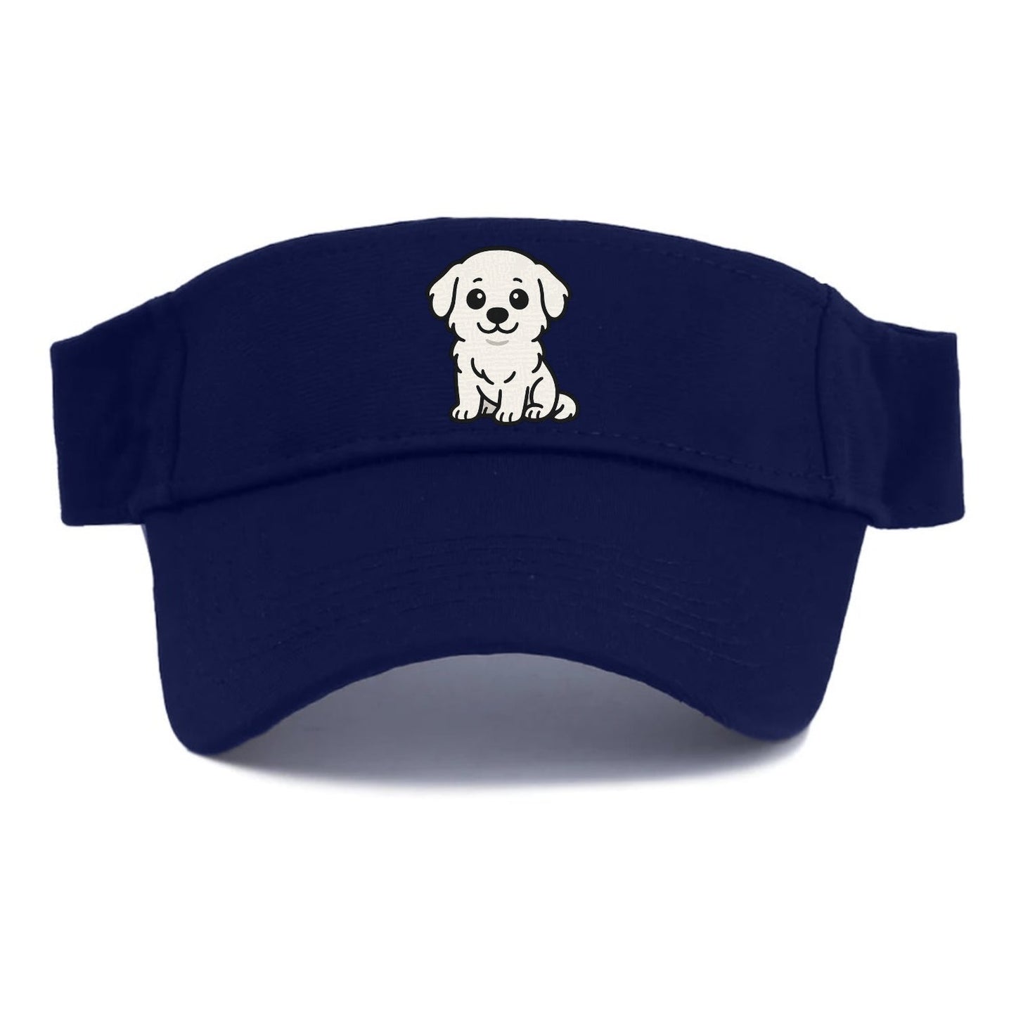 Great Pyrenees White Fluffy Sitting Pose Portrait Design Visor