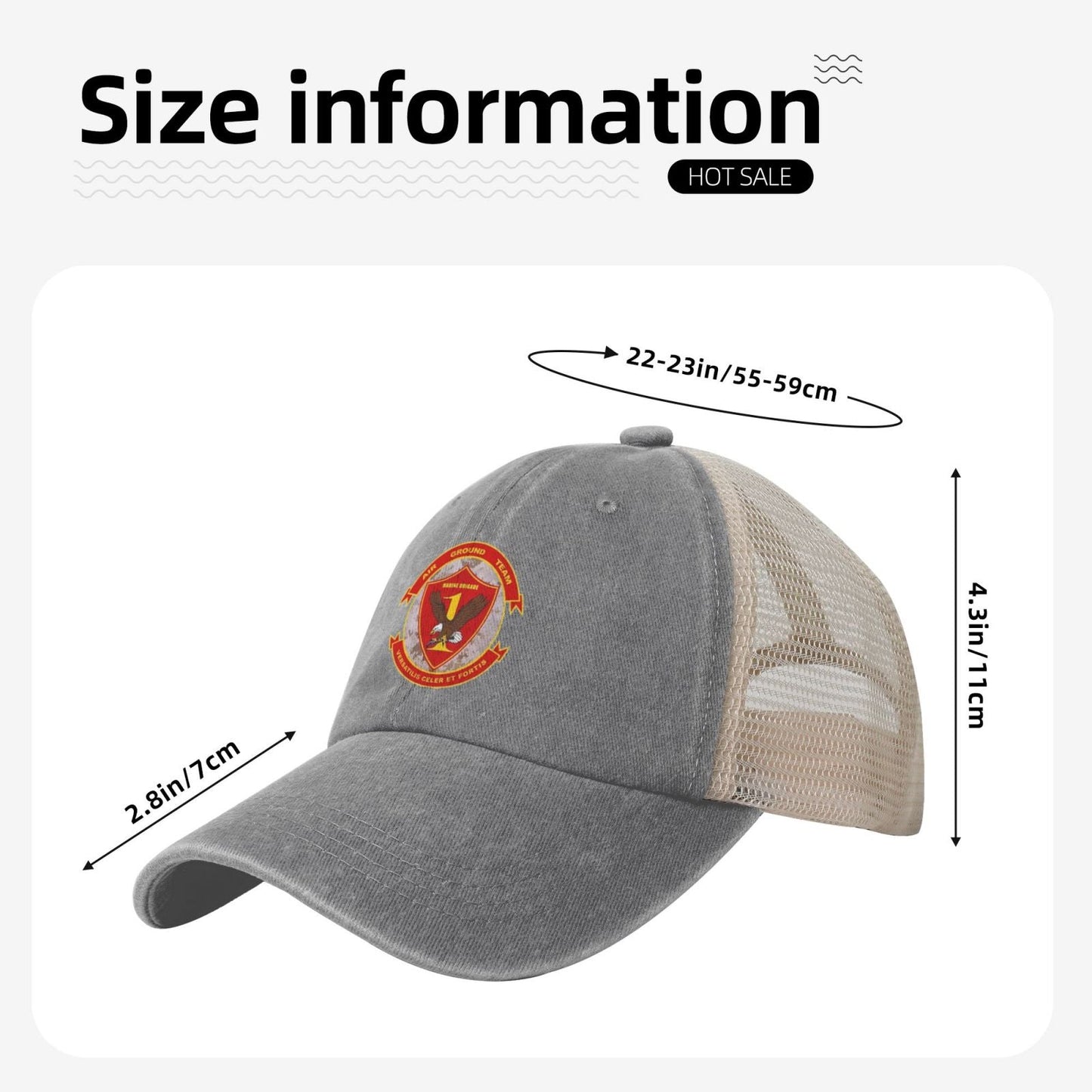1MEB Printed unisex baseball cap adjustable grid baseball cap veteran gift