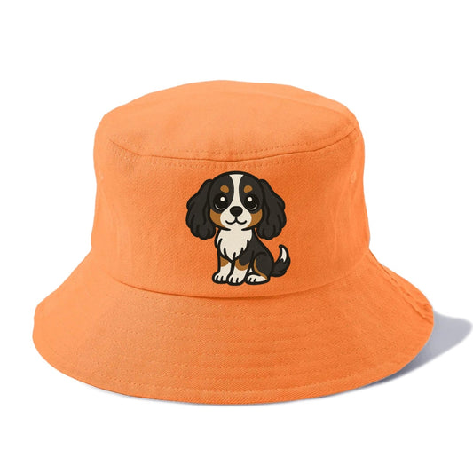 Cavalier King Charles Spaniel Tricolor Sitting Pose Portrait Design Bucket Hat