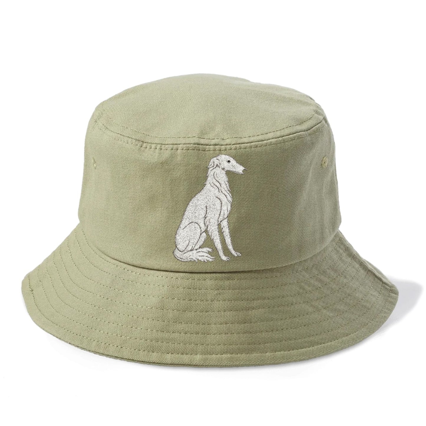 Borzoi White Sitting Pose Bucket Hat