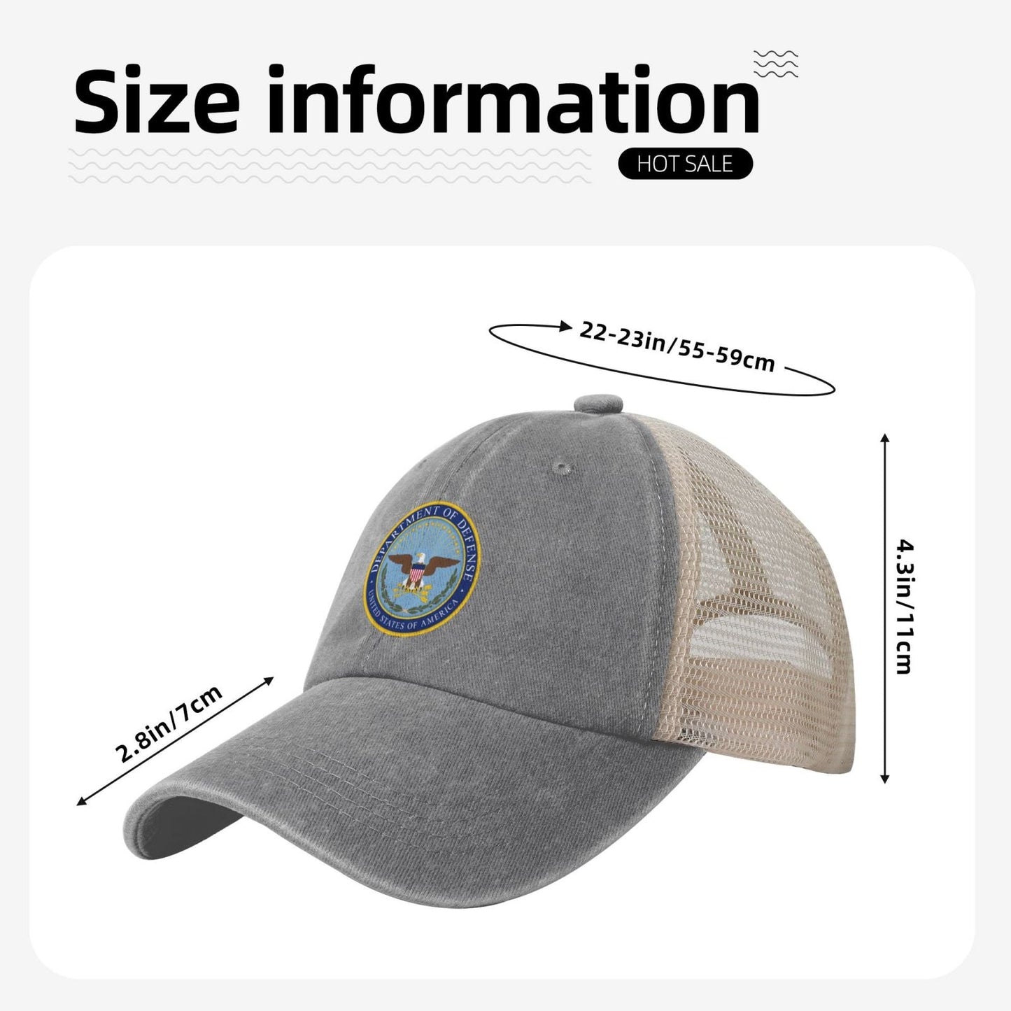 Seal Of The United States Department Of Defense Printed unisex baseball cap adjustable grid baseball cap veteran gift