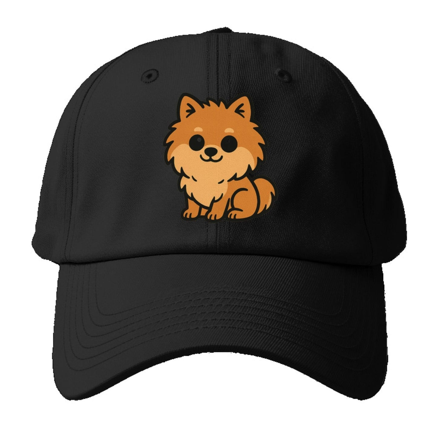 Pomeranian Orange Fluffy Sitting Pose Portrait Design Baseball Cap
