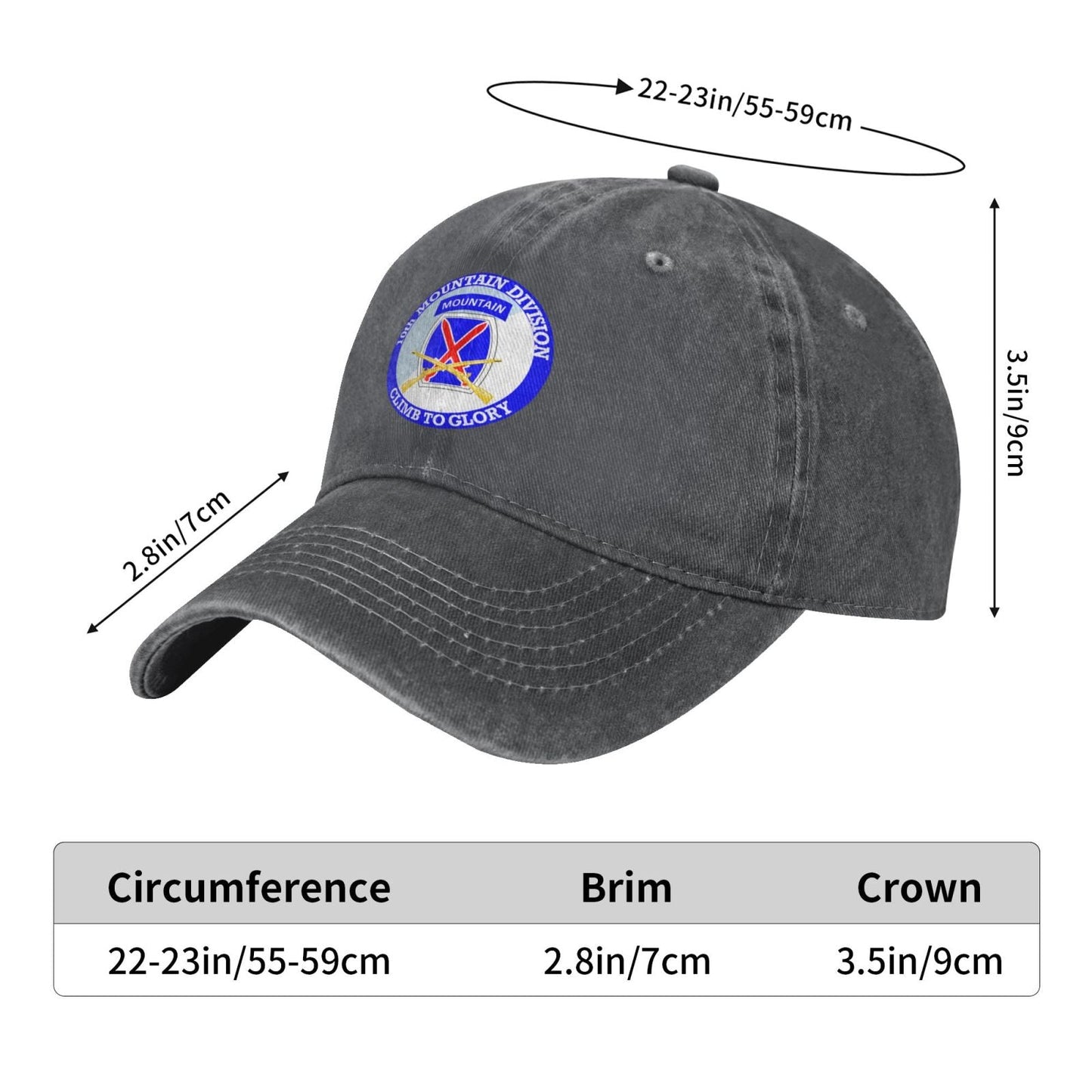 Us Army 10th Mountain Division Printing unisex baseball cap adjustable hats veteran gift