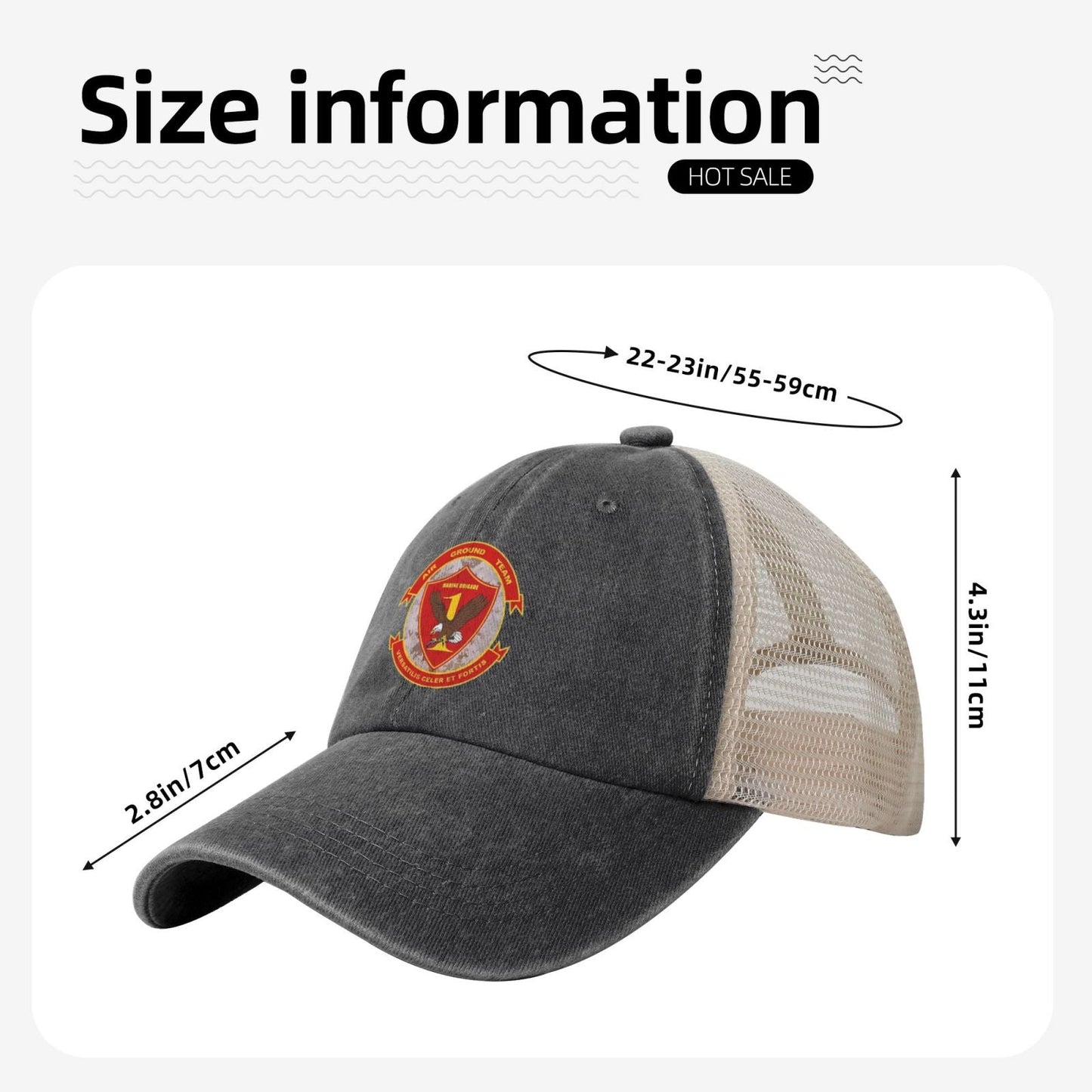 1MEB Printed unisex baseball cap adjustable grid baseball cap veteran gift
