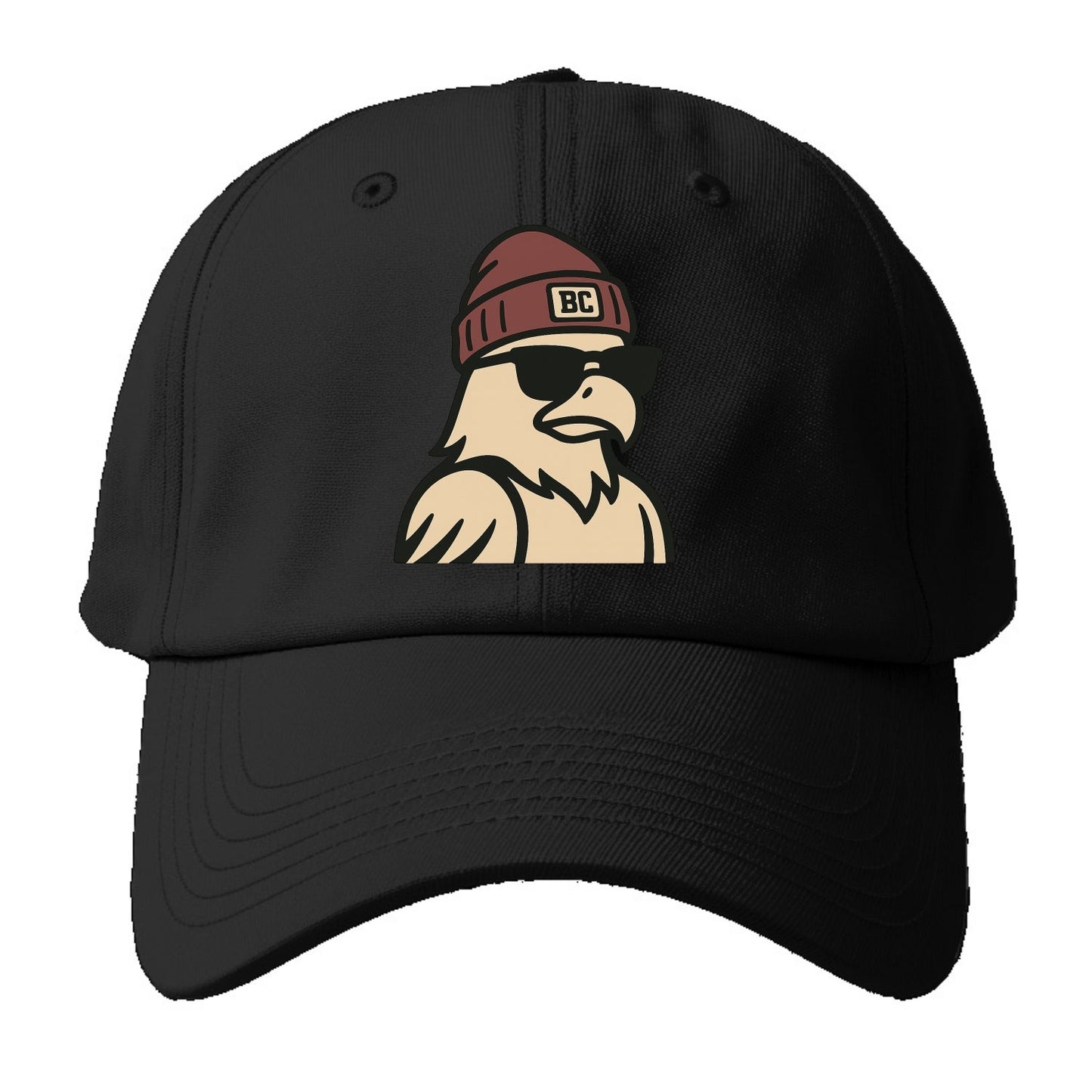 Chestnut Hill Eagle wearing Boston College beanie with BC patch - Baseball Cap