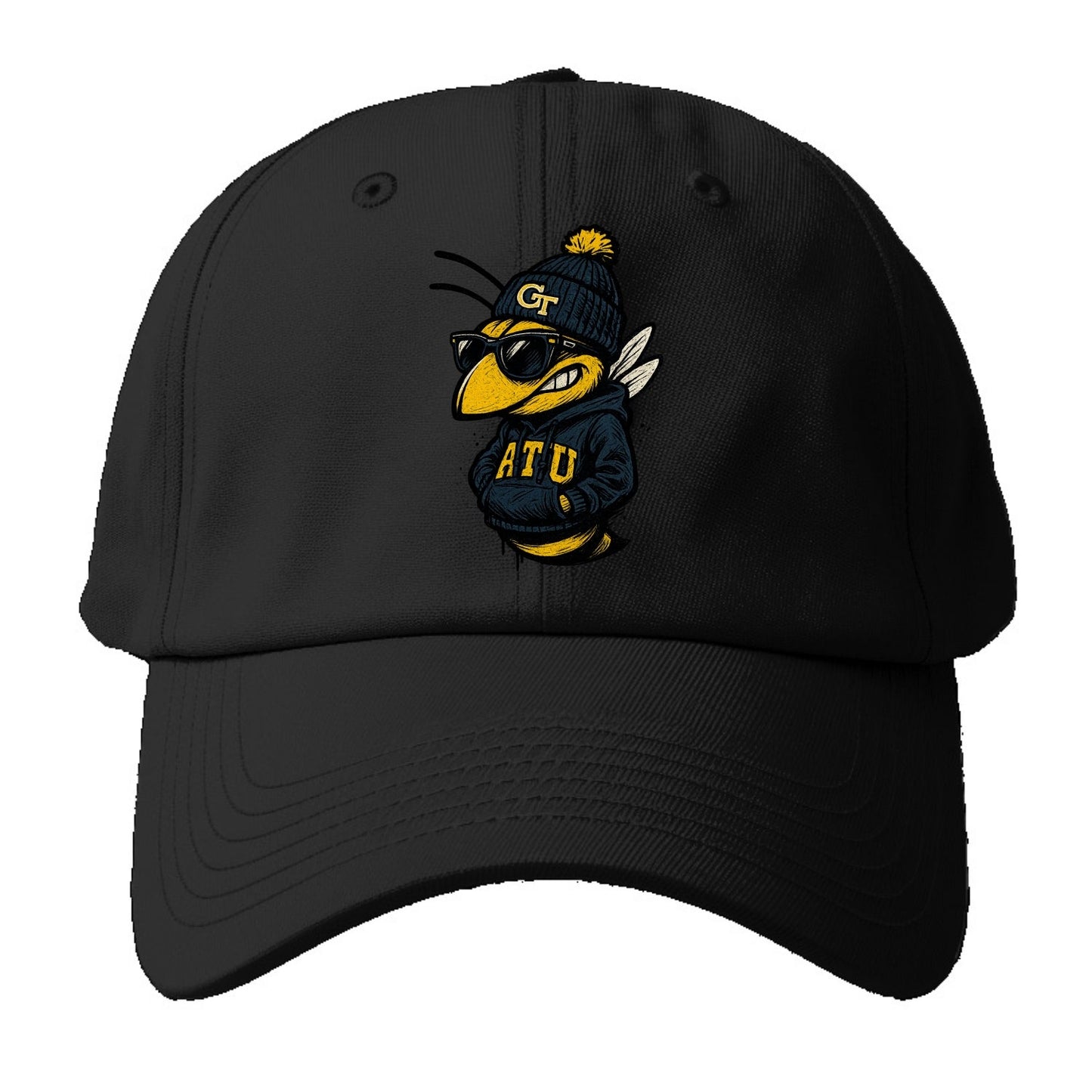 Atlanta Yellow Jacket wearing Georgia Tech beanie with GT patch - Baseball Cap