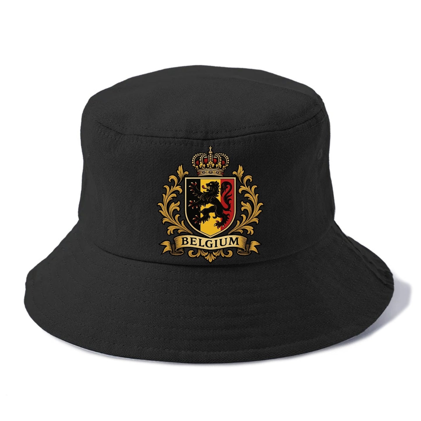 Belgium Lion Emblem (black Lion Rampant, Black/yellow/red Shield) Bucket Hat