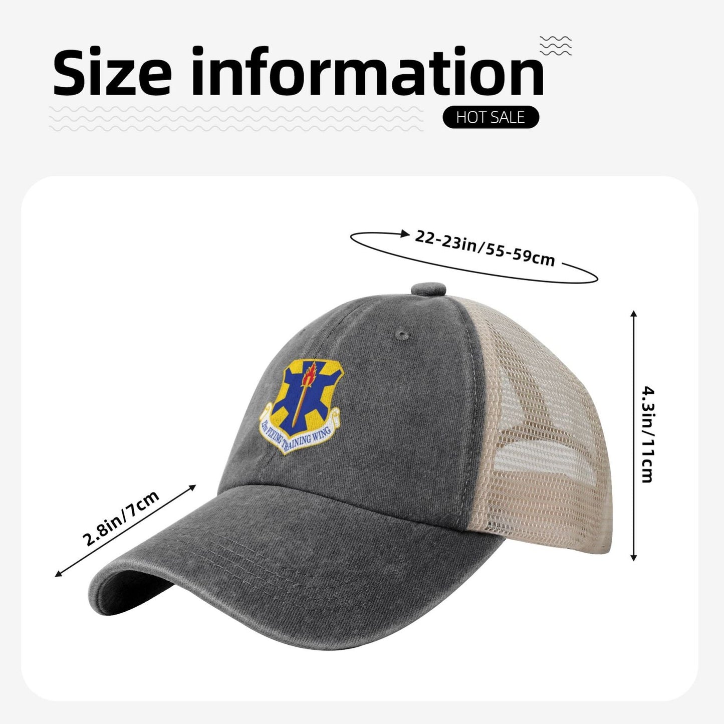 12th Flying Training Wing Printed unisex baseball cap adjustable grid baseball cap veteran gift