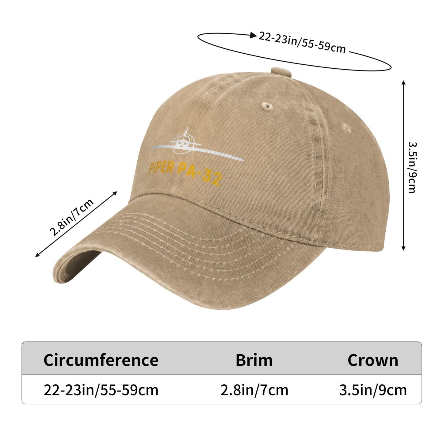 Piper PA-32 Printing unisex baseball cap adjustable hats Outdoor leisure hat veteran gift
