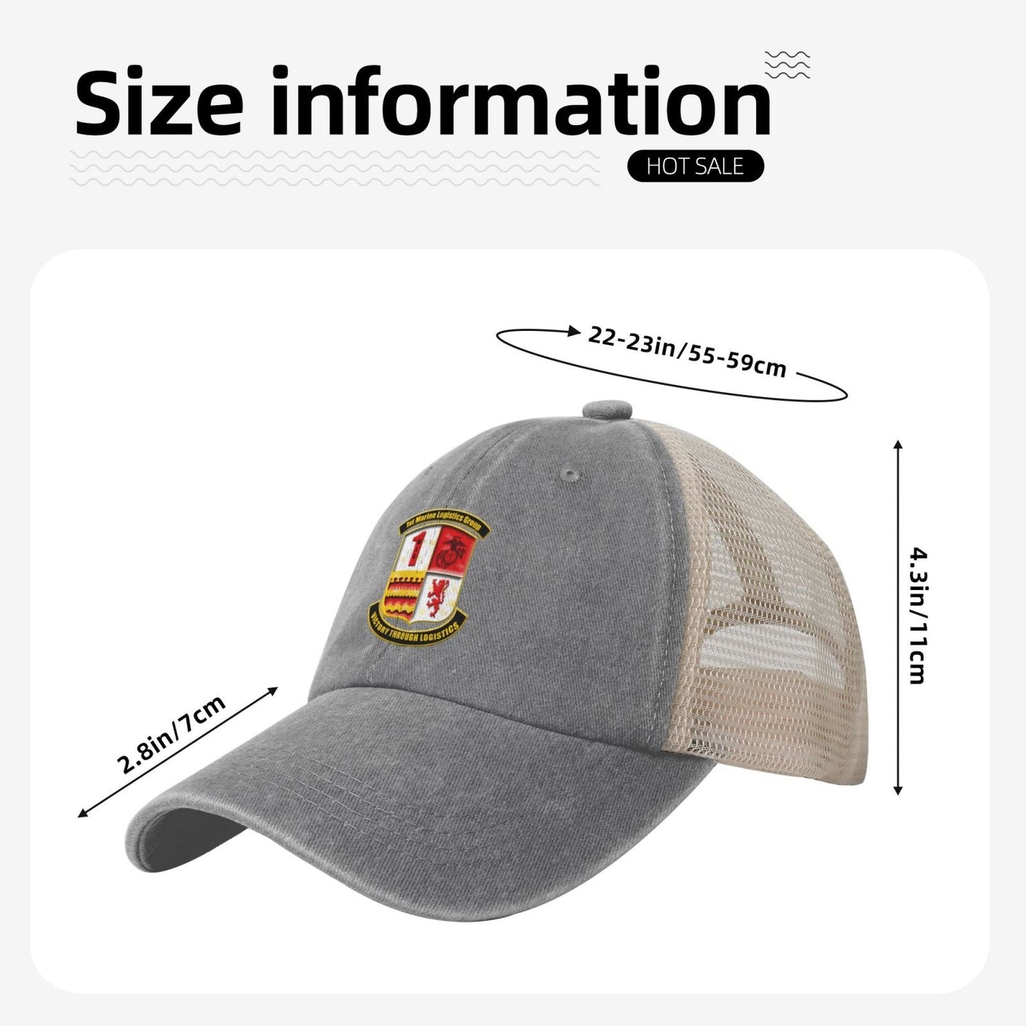 1stMLG Insignia Printed unisex baseball cap adjustable grid baseball cap veteran gift