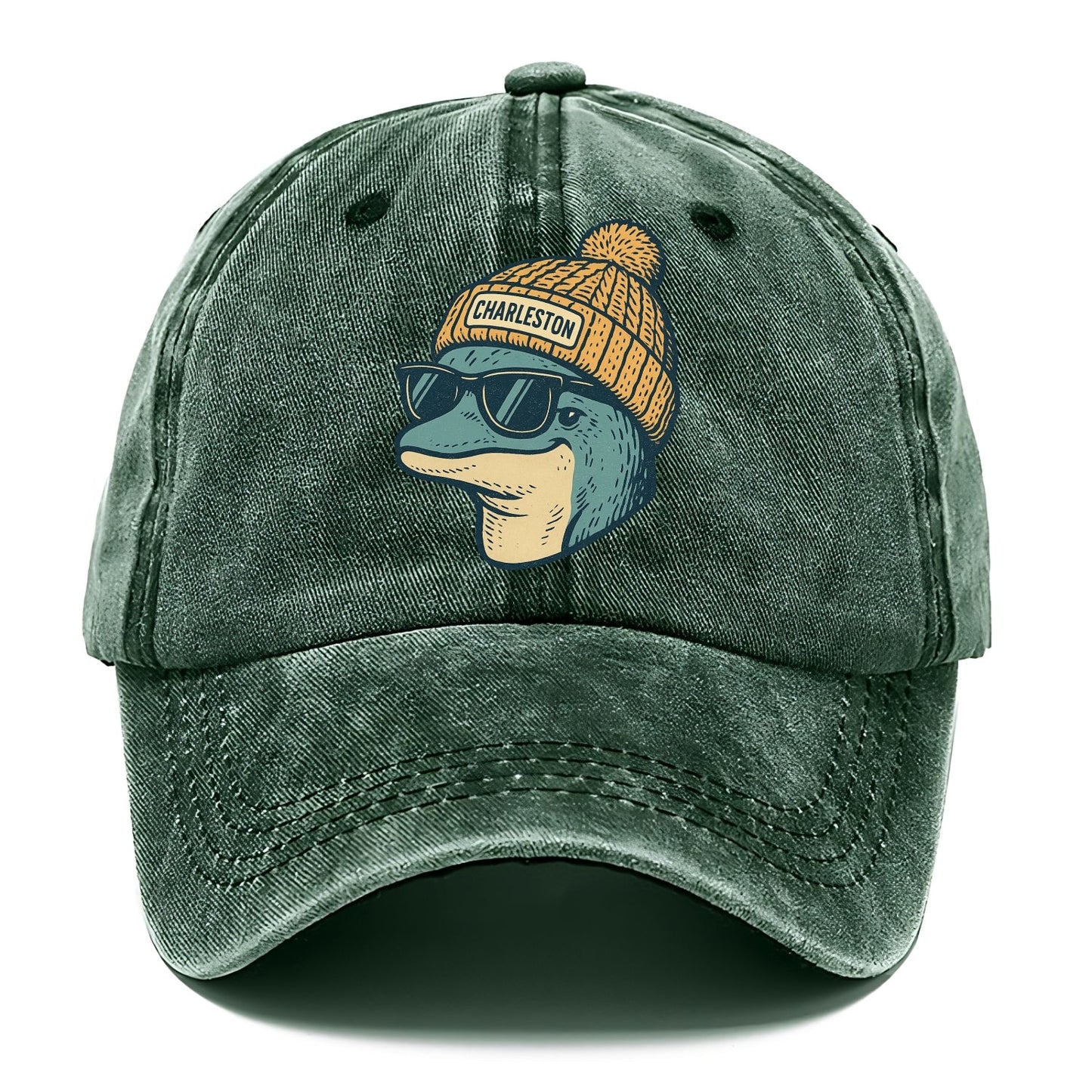 Charleston Dolphin wearing Charleston beanie with pom pom and wayfarer sunglasses - Classic Cap