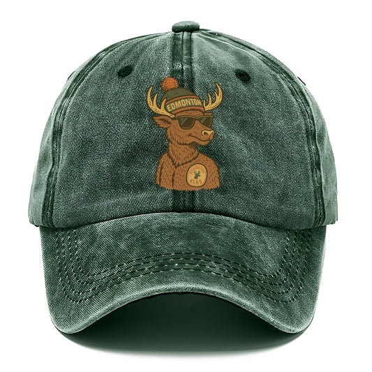 Edmonton Elk wearing Edmonton beanie with pom pom and wayfarer sunglasses - Classic Cap