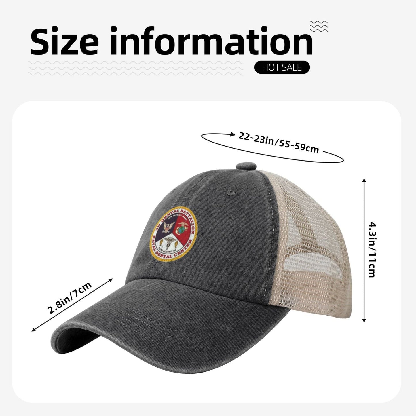 2d Dental Battalion Printed unisex baseball cap adjustable grid baseball cap veteran gift
