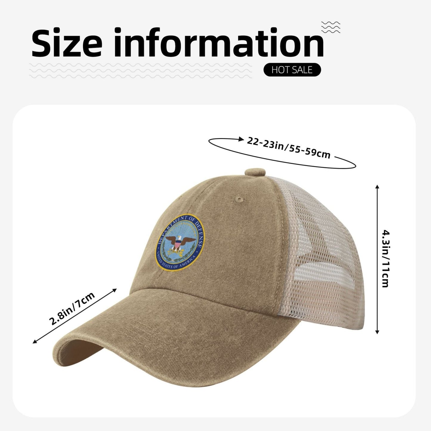 Seal Of The United States Department Of Defense Printed unisex baseball cap adjustable grid baseball cap veteran gift