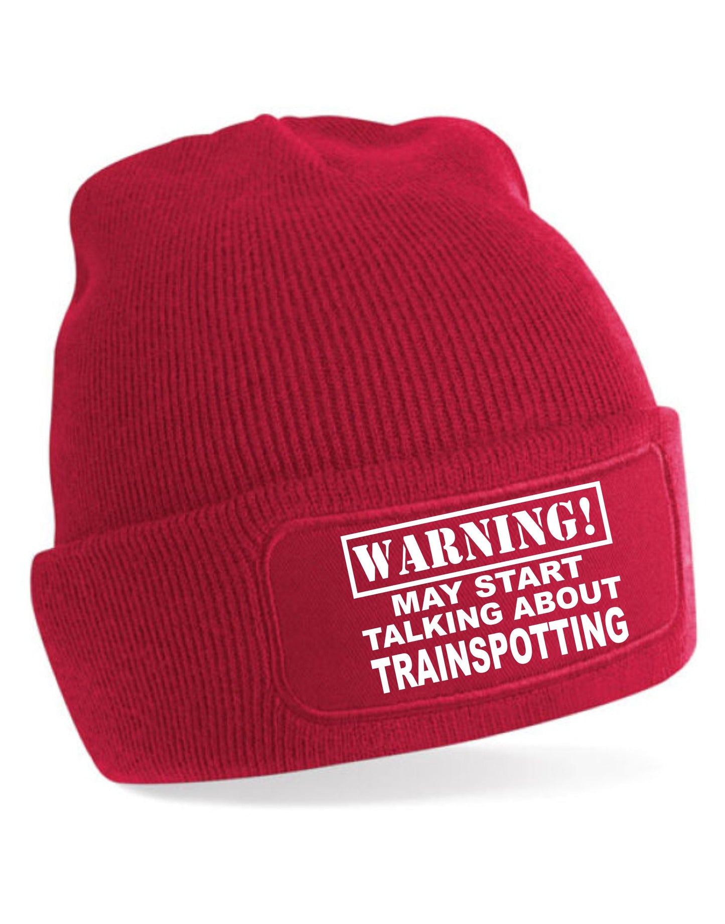 Warning May Talk About Trainspotting Unisex Slouch Cuffed Soft Feel Beanie Hat