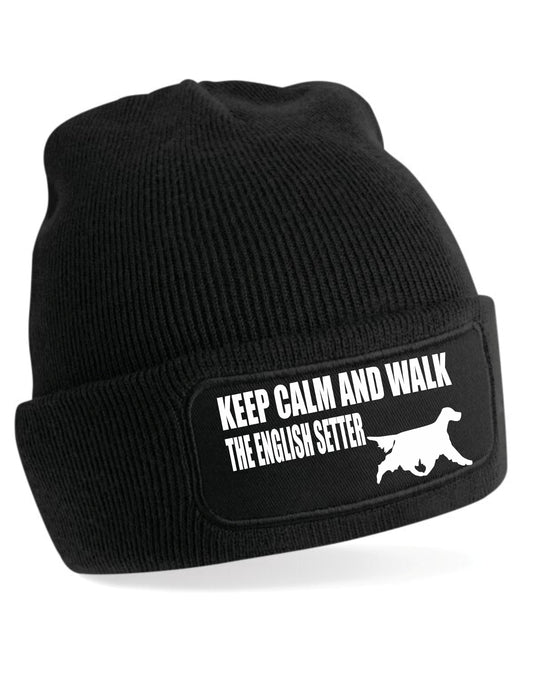 Keep Calm & Walk English Setter Beanie Hat Dog Lovers For Men & Ladies