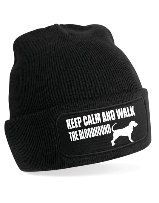 Keep Calm & Walk The Bloodhound Beanie Hat Dog Lovers Gift For Men & Ladies