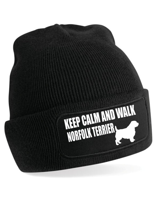Keep Calm & Walk Norfolk Terrier Beanie Hat Dog Lovers Gift For Men & Ladies