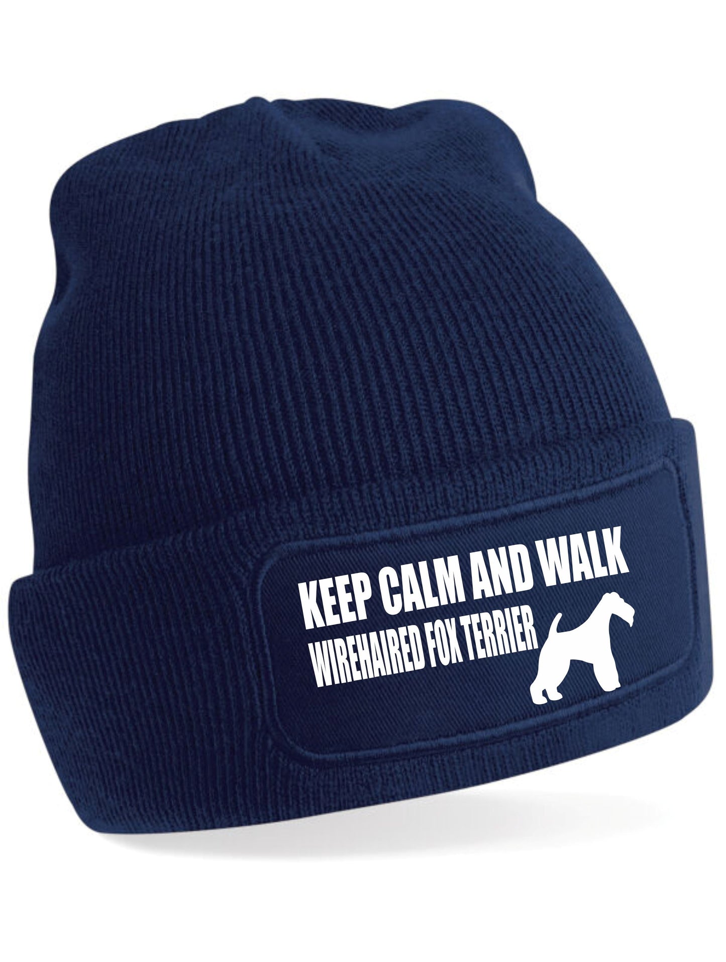 Keep Calm & Walk Wire Fox Terrier Beanie Hat Dog Lovers Gift For Men & Ladies
