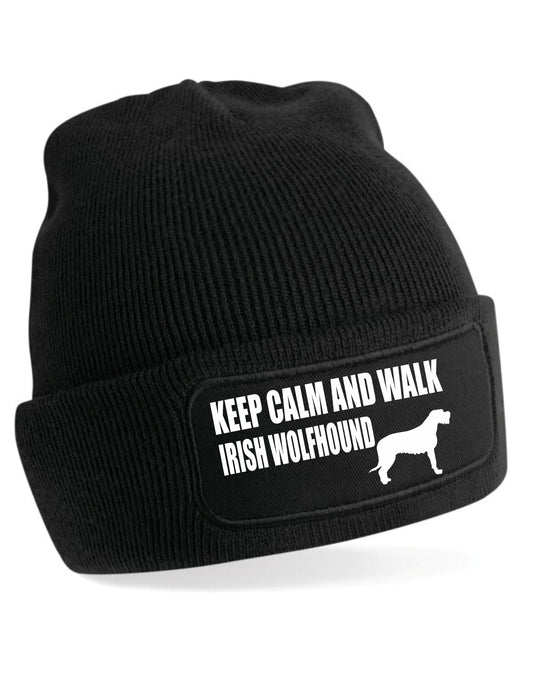 Keep Calm & Walk Irish Wolfhound Beanie Hat Dog Lovers Gift For Men & Ladies