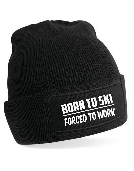 Born To Ski Beanie Hat Skiing  Gift For Men & Ladies Birthday Present