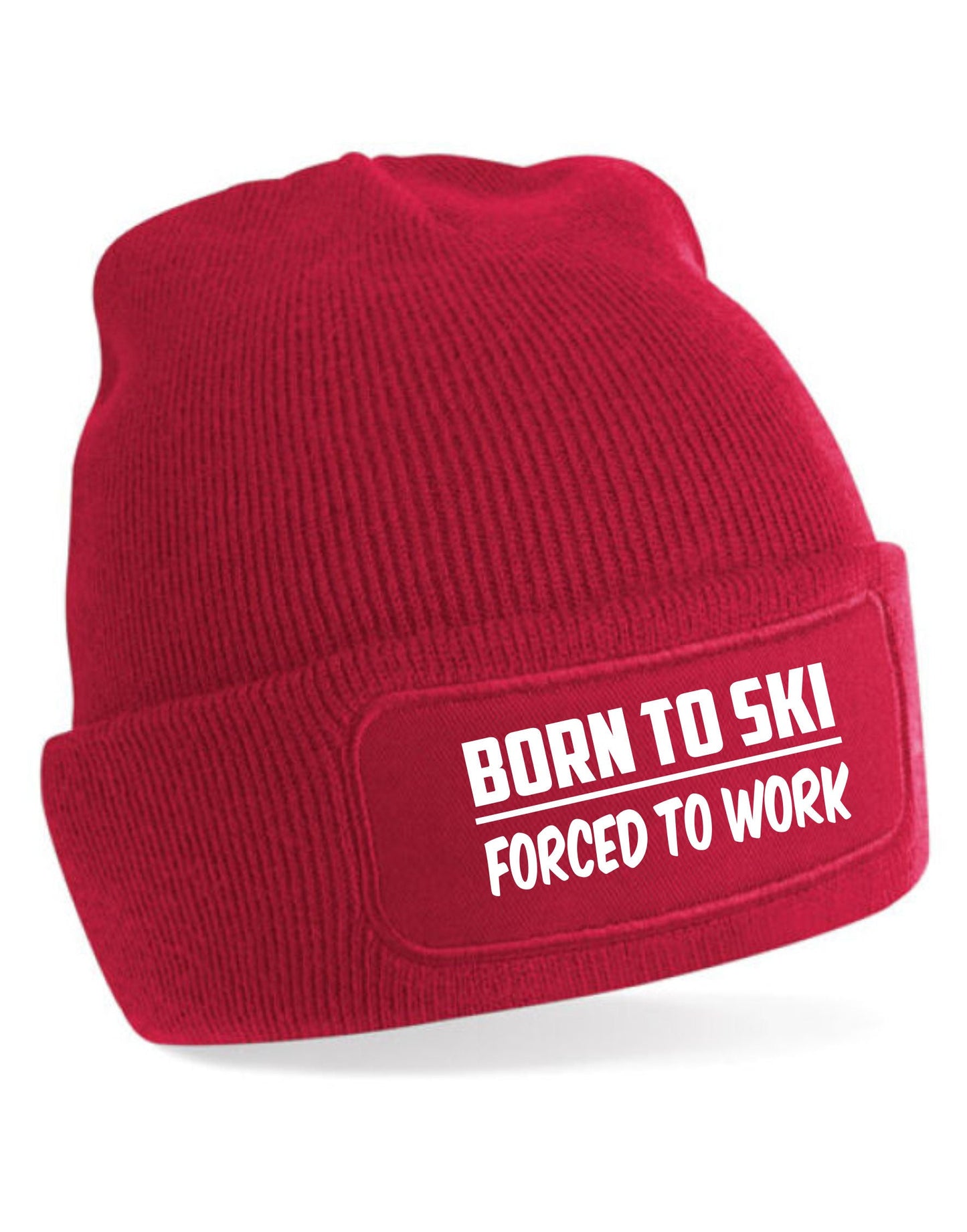 Born To Ski Beanie Hat Skiing  Gift For Men & Ladies Birthday Present