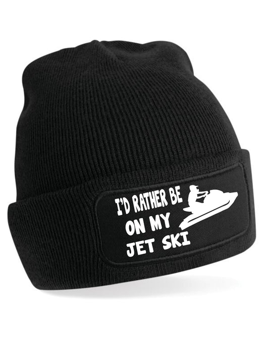 I'd Rather Be On Jet Ski Beanie Hat Water Sports Gift For Men & Ladies Birthday